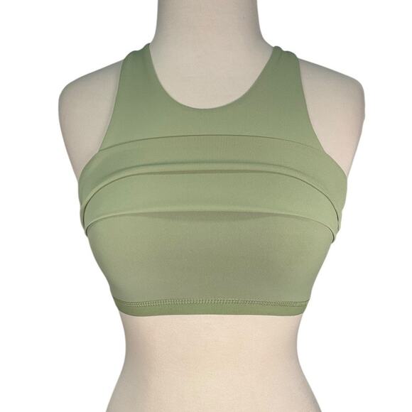 Nike Yoga Cropped Dri-Fit Sage Green Racerback Crop Top Size Small Tight Fit - Picture 3 of 9